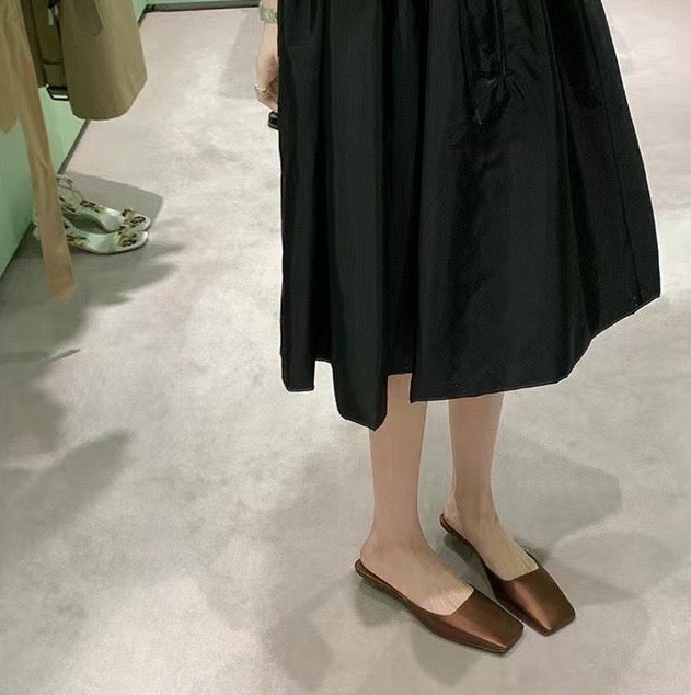 Silk and leather shoes