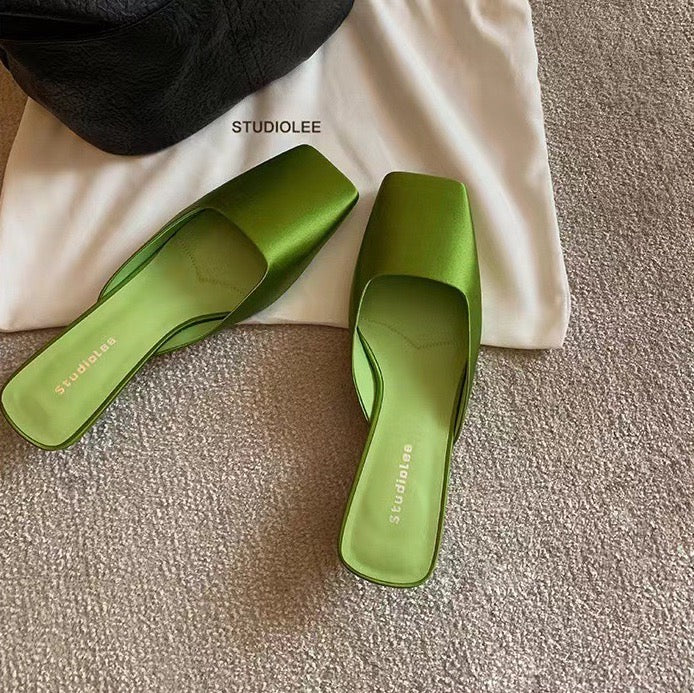 Silk and leather shoes