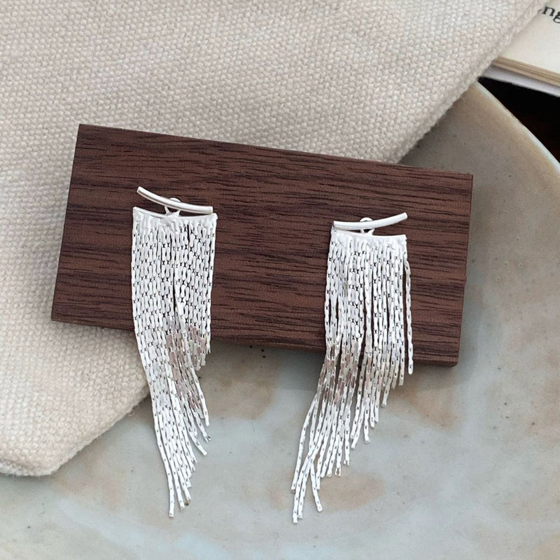 Pure silver with 18K gold plating Earrings | Tassel
