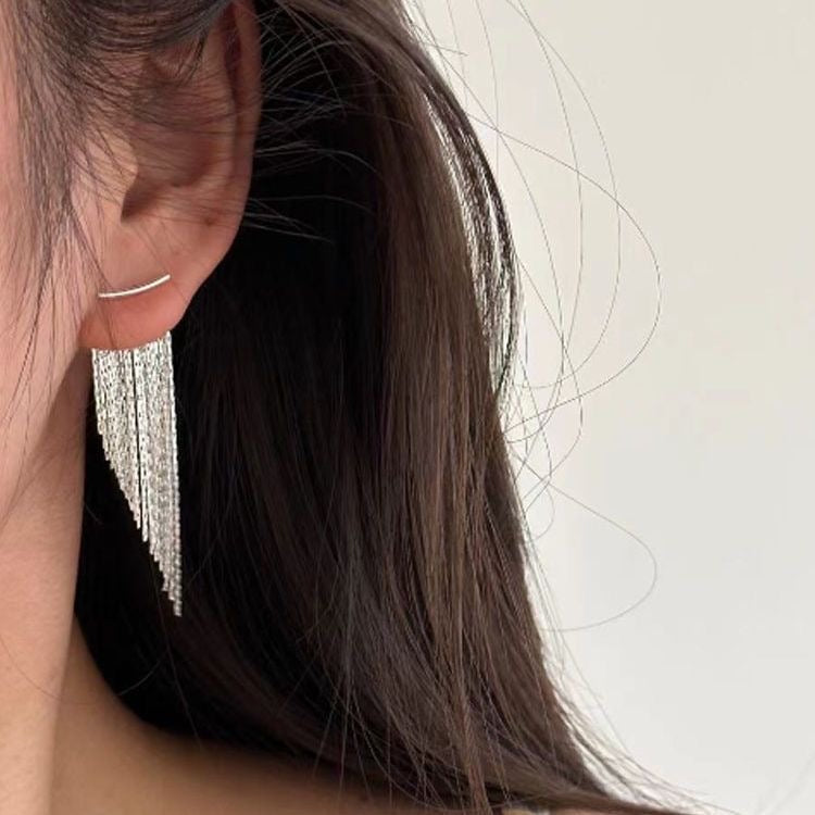 Pure silver with 18K gold plating Earrings | Tassel