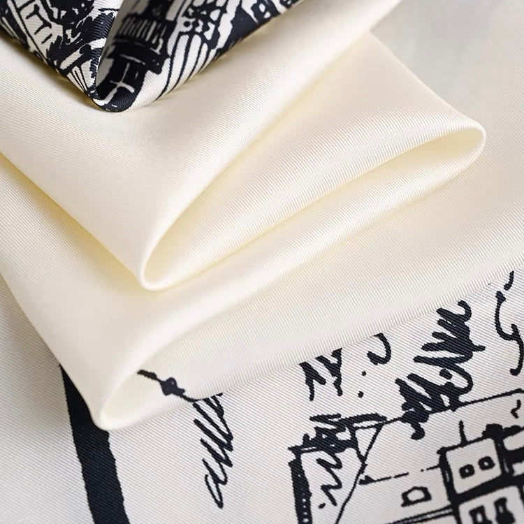 Twill Silk Scarf / Urban sketch