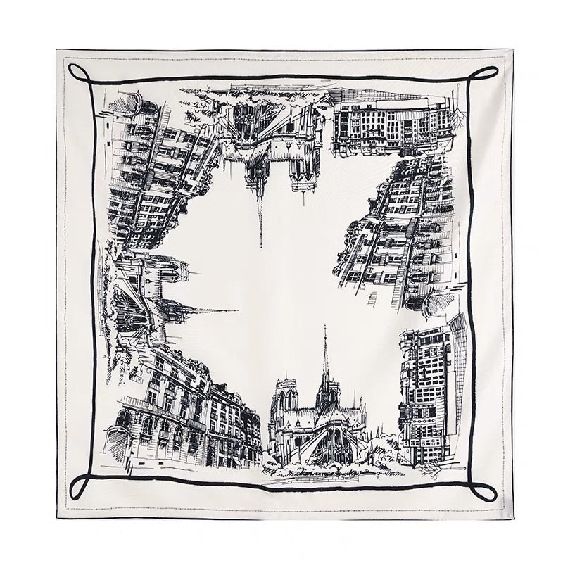 Twill Silk Scarf / Urban sketch
