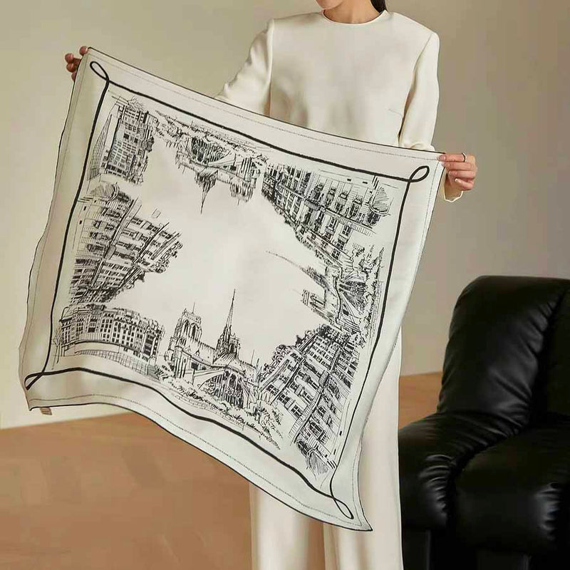 Twill Silk Scarf / Urban sketch