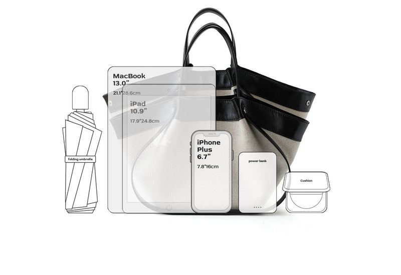 Top-Grain Leather and Cotton linen bag | Sailing