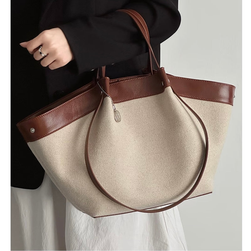 Top-Grain Leather and Cotton linen bag | Sailing