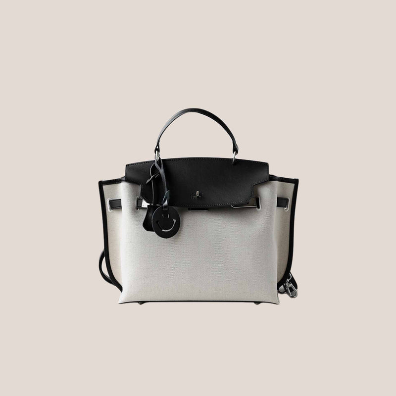 Split cowhide leather and canvas bag｜Fusion