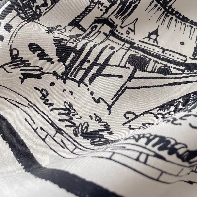 Twill Silk Scarf / Urban sketch