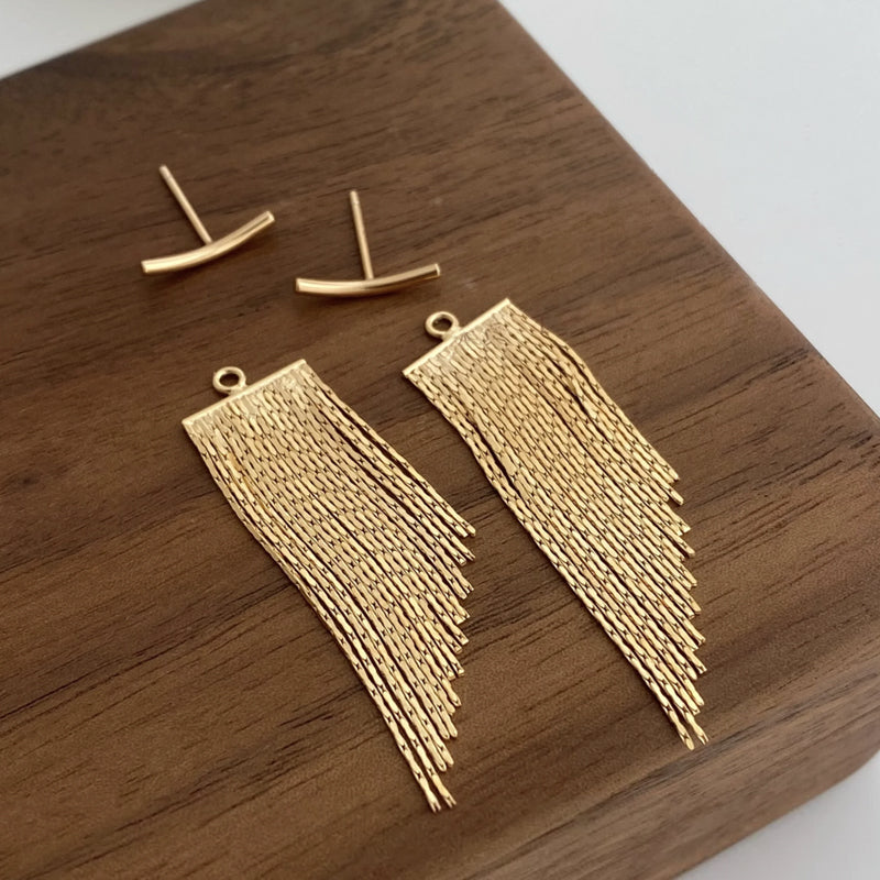 Pure silver with 18K gold plating Earrings | Tassel
