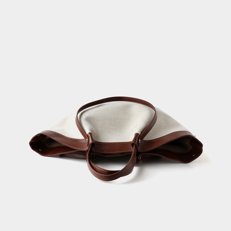Top-Grain Leather and Cotton linen bag | Sailing