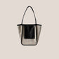 Full-grain leather and Natural cotton-linen fabric Bag