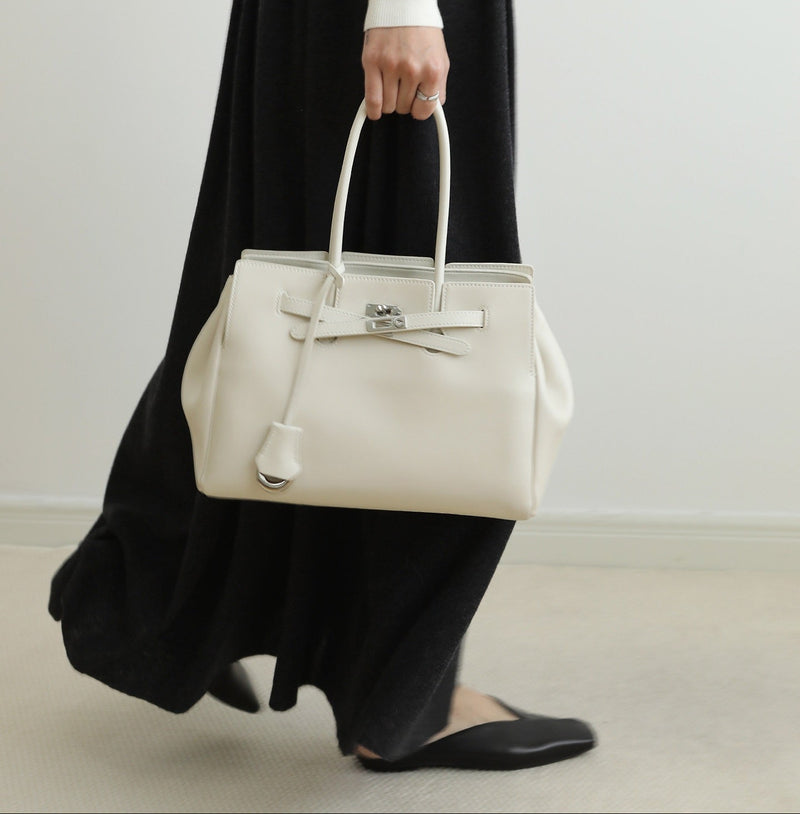 Split cowhide leather commuter tote bag | briefcase 5#