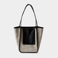 Full-grain leather and Natural cotton-linen fabric Bag