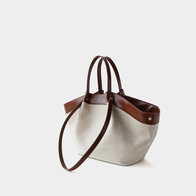 Top-Grain Leather and Cotton linen bag | Sailing