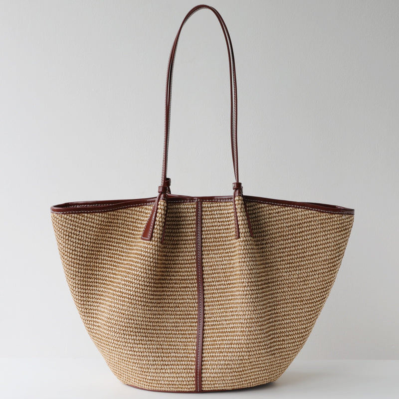 Natural Raffia Woven Bag | Woman and sea