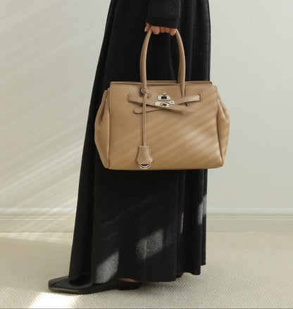 Split cowhide leather commuter tote bag | briefcase 5#