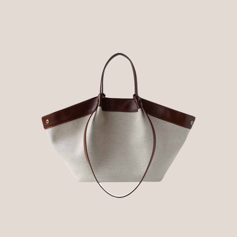 Top-Grain Leather and Cotton linen bag | Sailing
