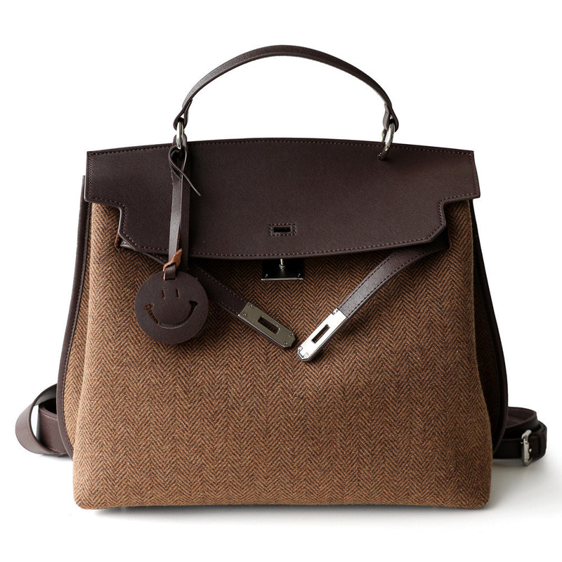 Refined split cowhide leather and Wool Blend Patchwork Bag | Open country