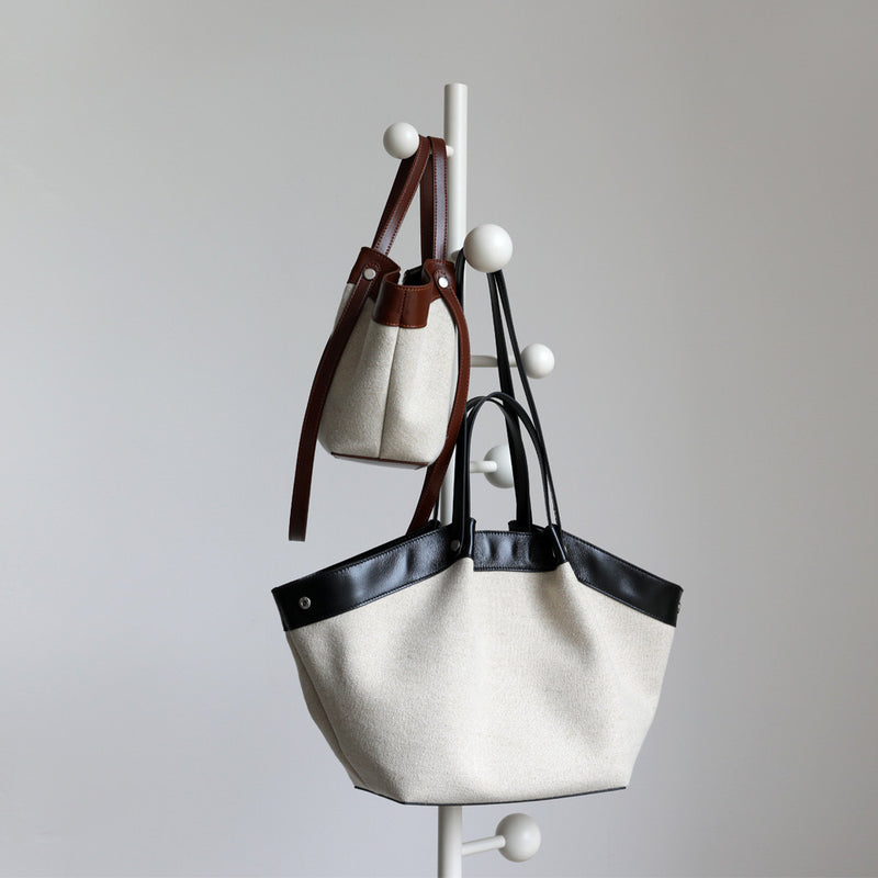 Top-Grain Leather and Cotton linen bag | Sailing