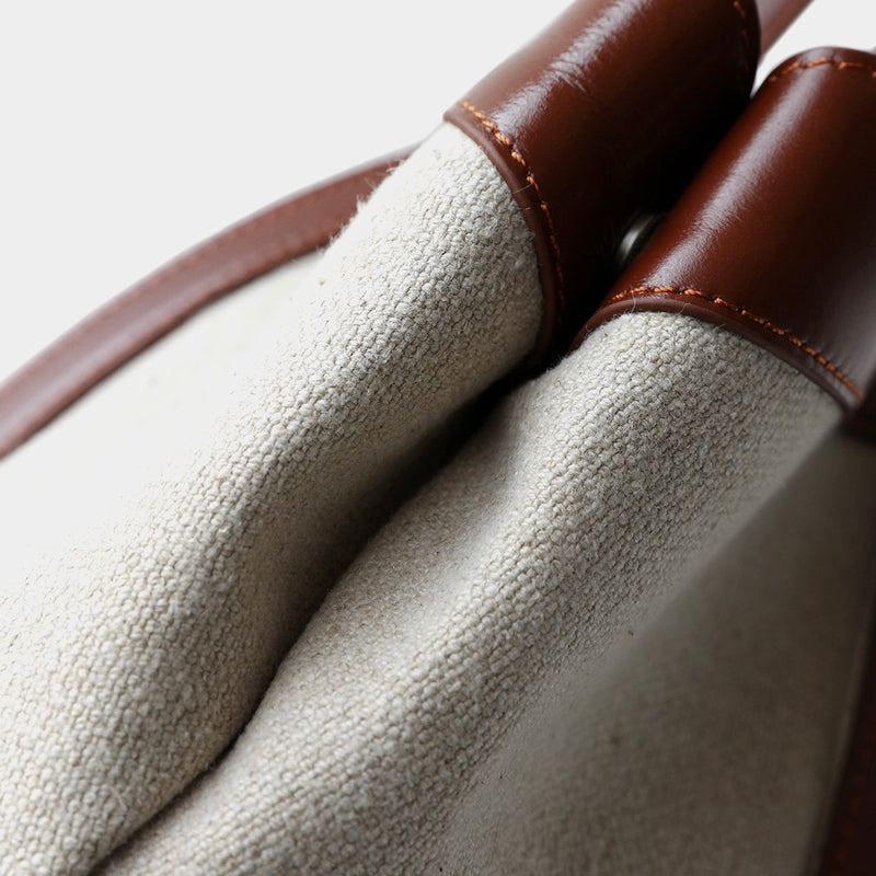 Top-Grain Leather and Cotton linen bag | Sailing