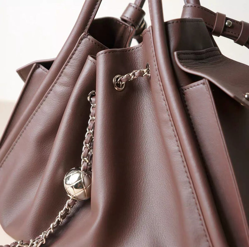 The Serein | Full-Grain Leather Chain Bucket Bag