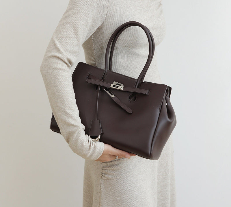 Split cowhide leather commuter tote bag | briefcase 5#