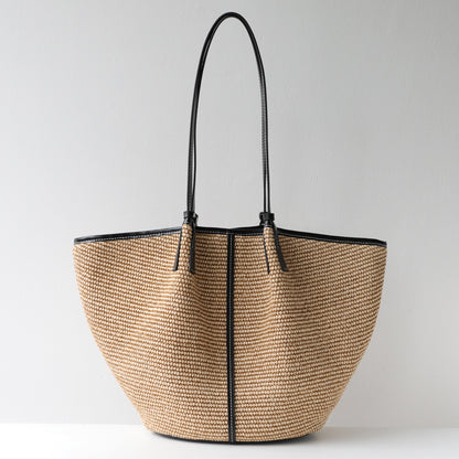 Natural Raffia Woven Bag | Woman and sea