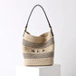 PP grass and Top-grain leather Bag | Sunshine