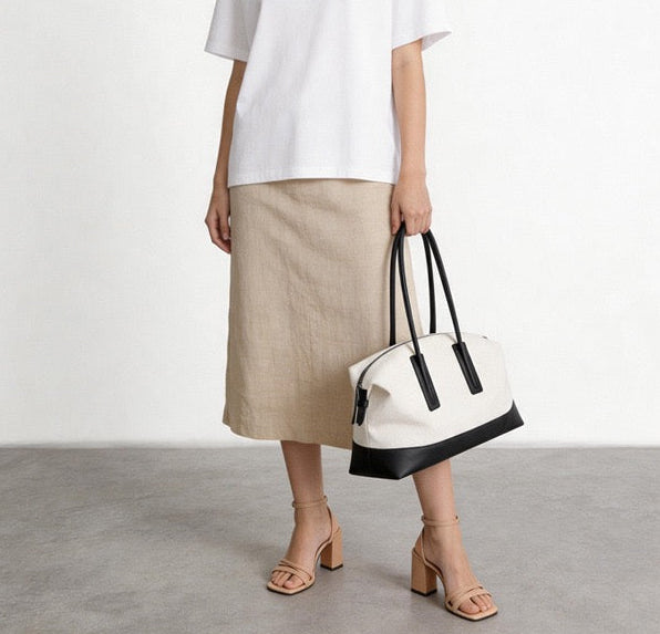 Canvas and Full-grain leather Tote |  Open Road