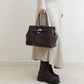 Split cowhide leather commuter tote bag | briefcase 5#
