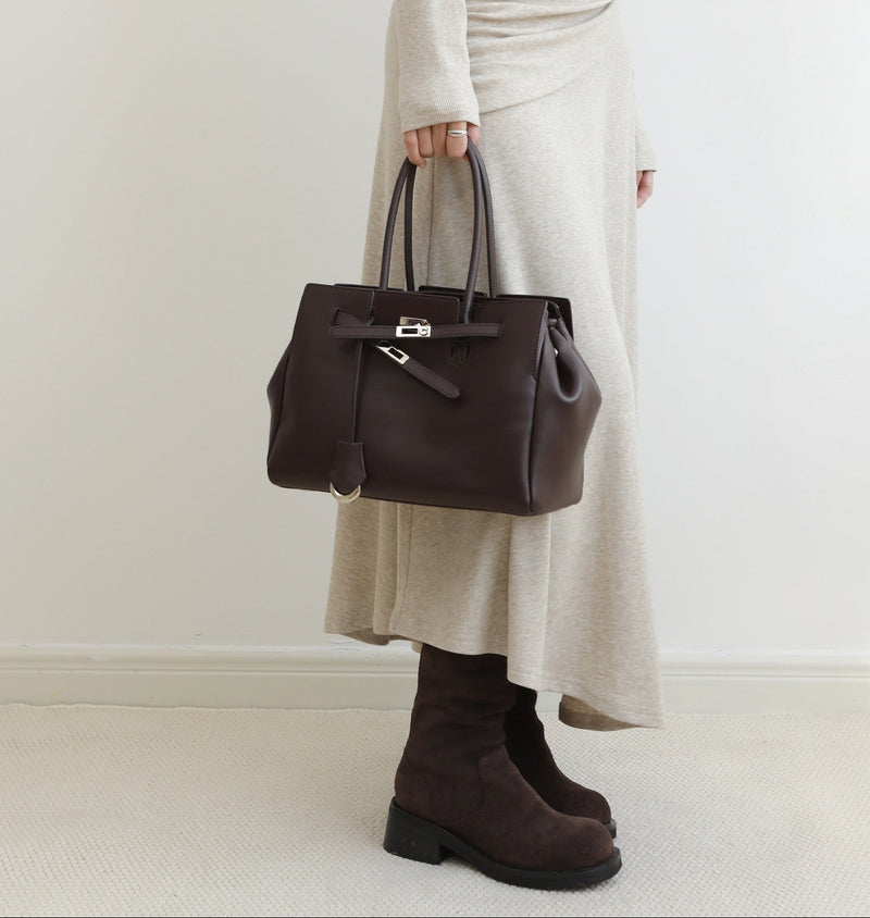 Split cowhide leather commuter tote bag | briefcase 5#