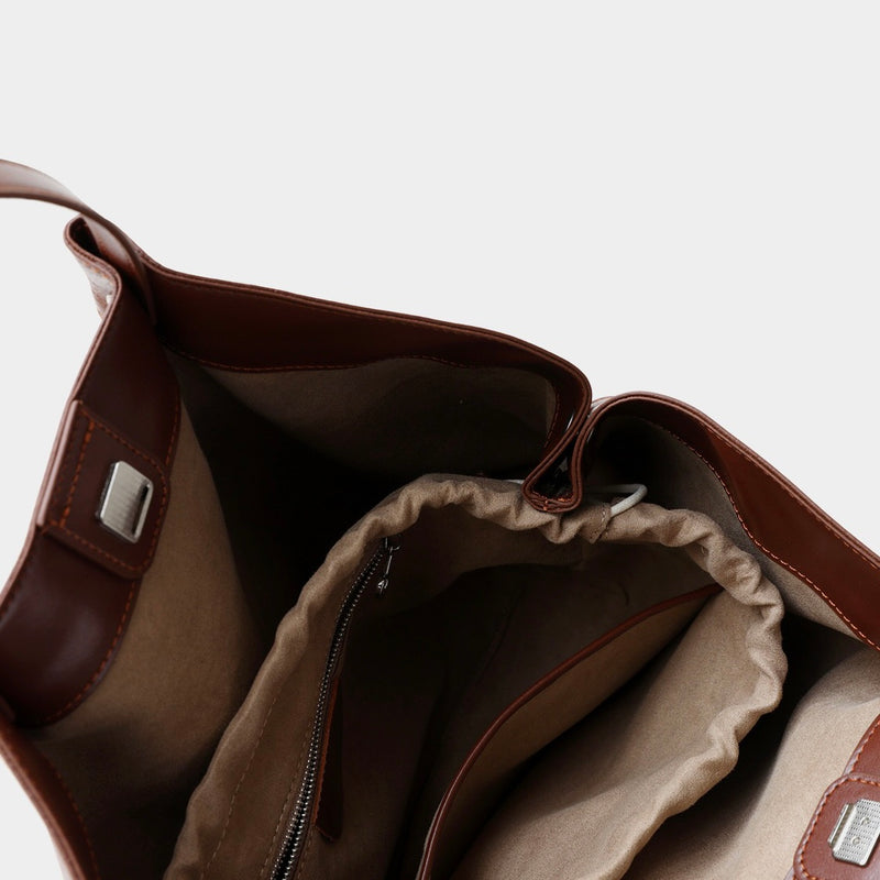 Top-Grain Leather and Cotton linen bag | Sailing