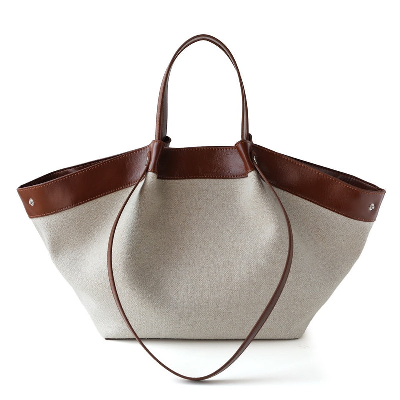 Top-Grain Leather and Cotton linen bag | Sailing