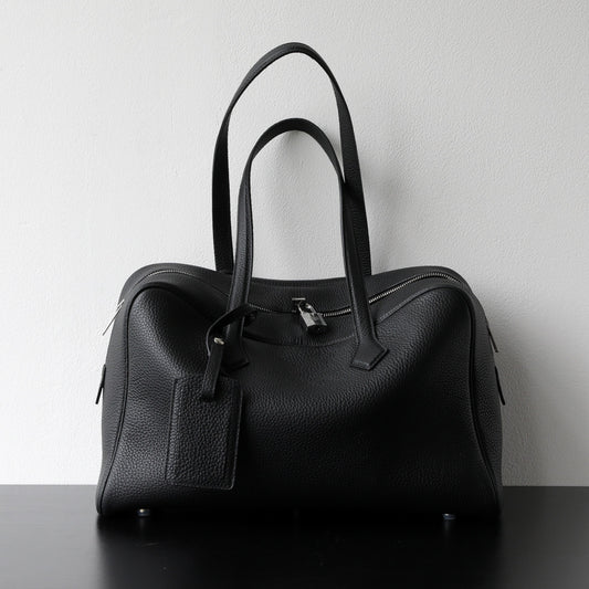 Full-Grain Leather bag | Leather Structured Boston bag | Big world