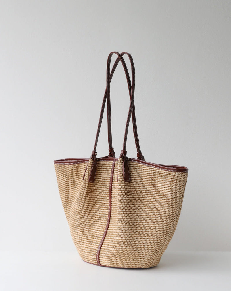 Natural Raffia Woven Bag | Woman and sea