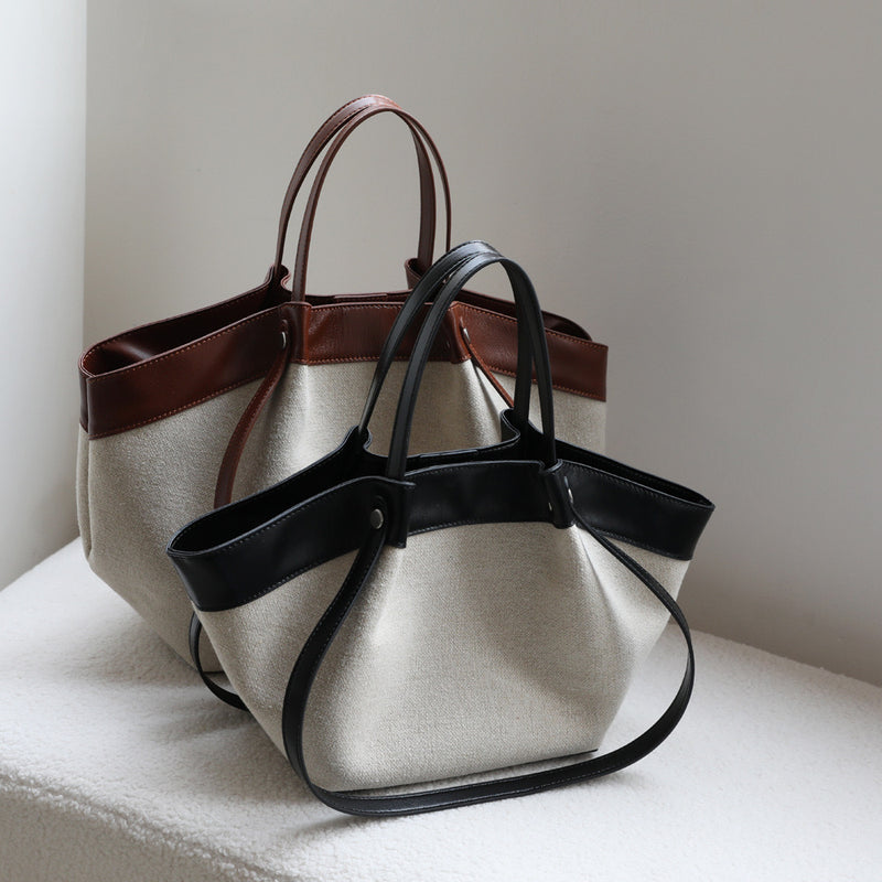 Top-Grain Leather and Cotton linen bag | Sailing