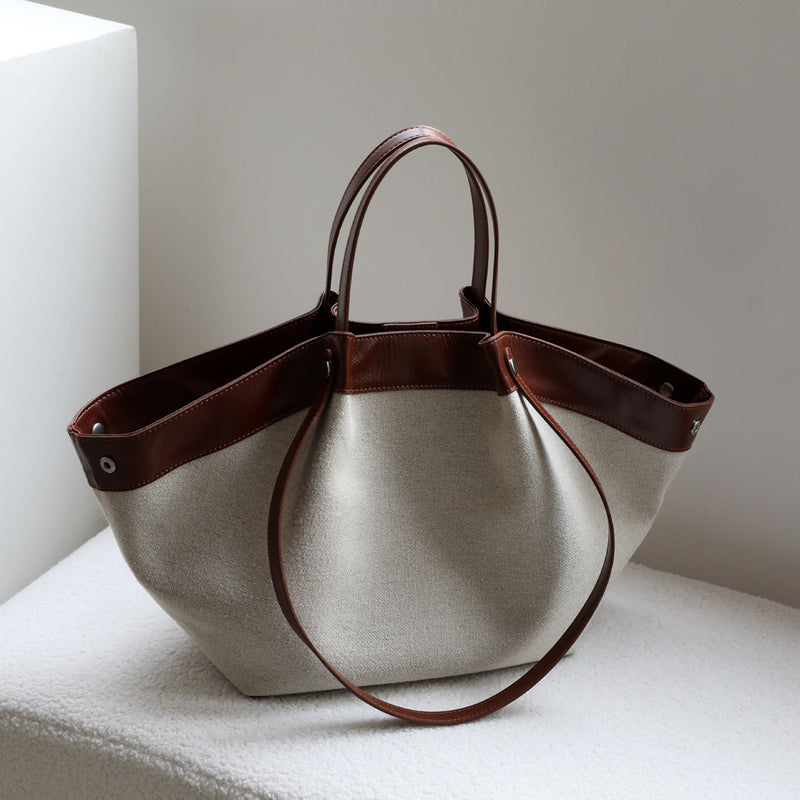 Top-Grain Leather and Cotton linen bag | Sailing