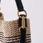PP grass and Top-grain leather Bag | Sunshine