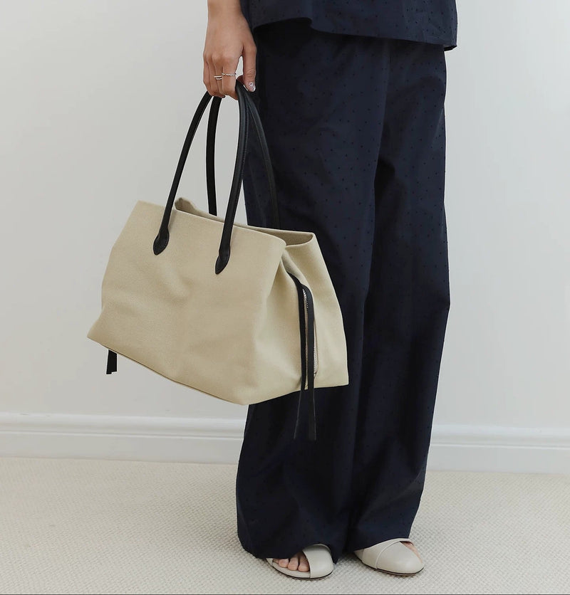 Canvas & Full-Grain Leather Tote Bag | Arlo Tote