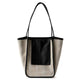 Full-grain leather and Natural cotton-linen fabric Bag