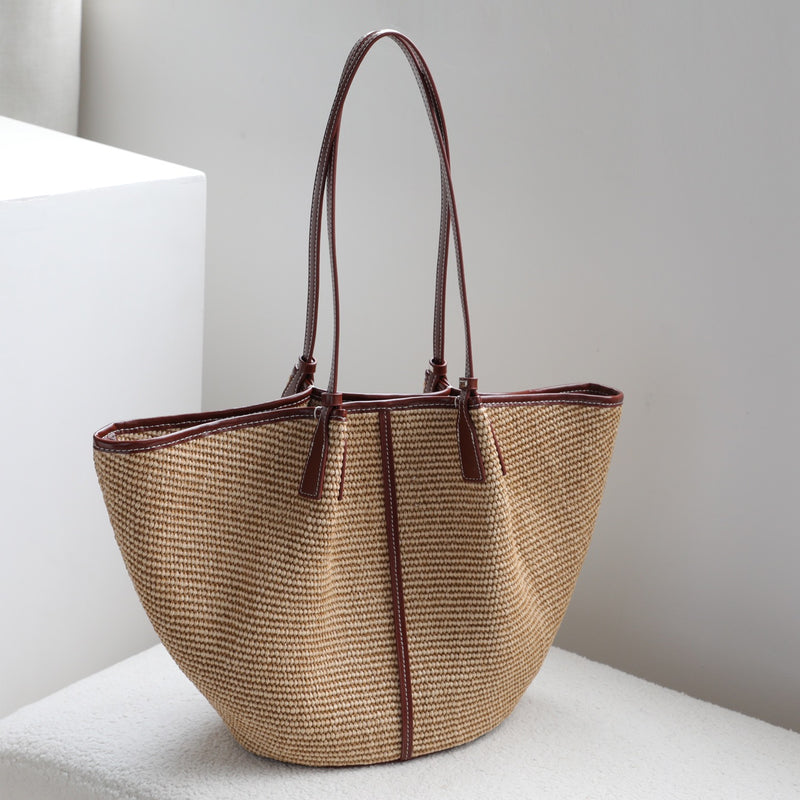 Natural Raffia Woven Bag | Woman and sea