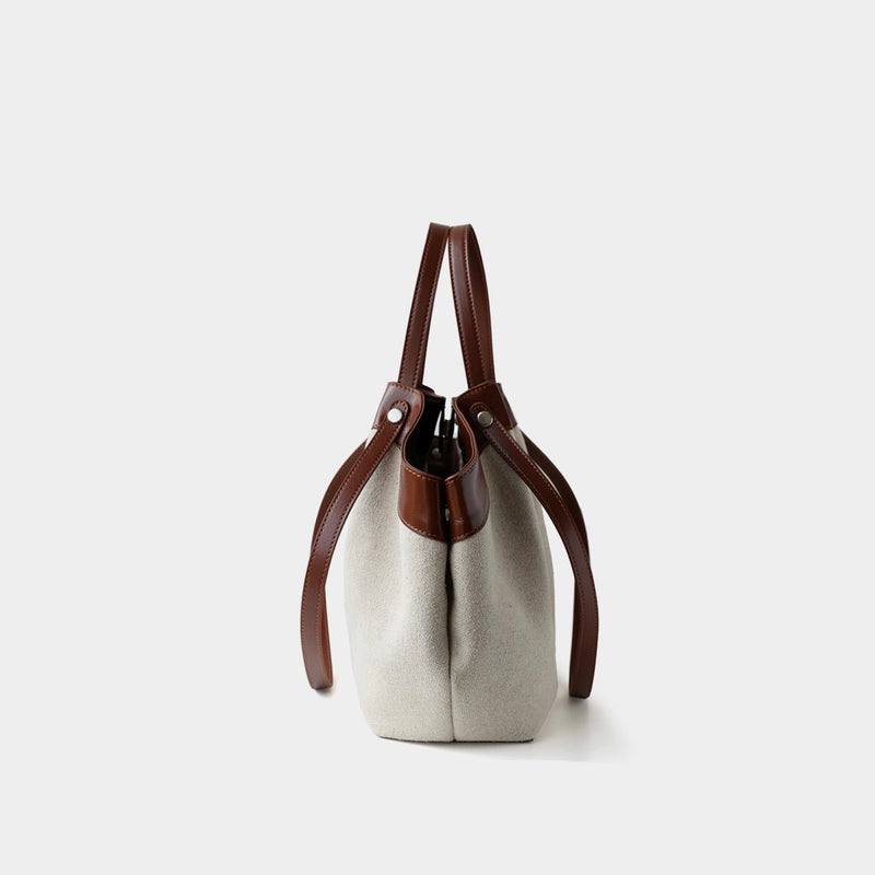 Top-Grain Leather and Cotton linen bag | Sailing