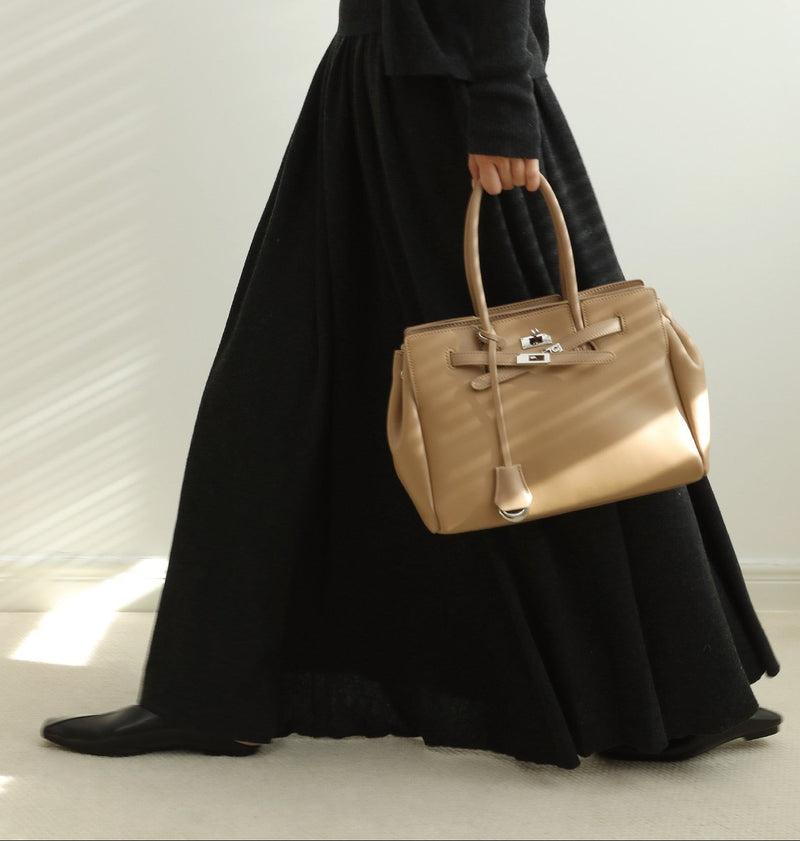 Split cowhide leather commuter tote bag | briefcase 5#