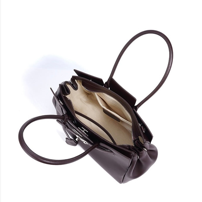 Split cowhide leather commuter tote bag | briefcase 5#