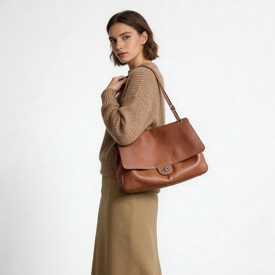 Urban Pebble | Full-Grain Leather Messenger Bag
