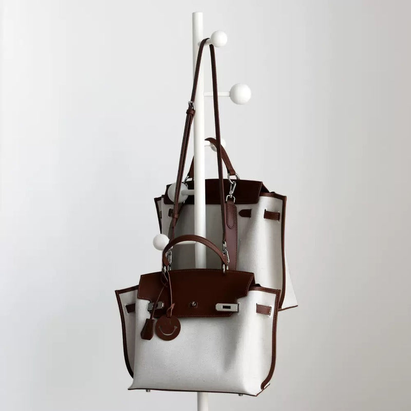 Split cowhide leather and canvas bag｜Fusion