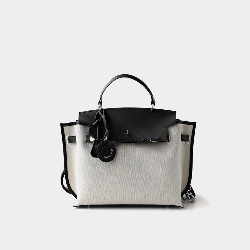 Split cowhide leather and canvas bag｜Fusion