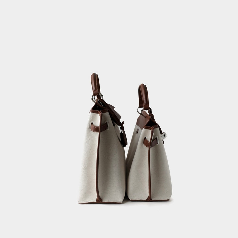 Split cowhide leather and canvas bag｜Fusion