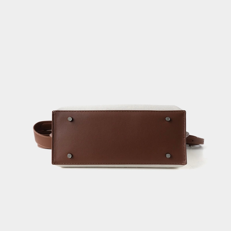 Split cowhide leather and canvas bag｜Fusion