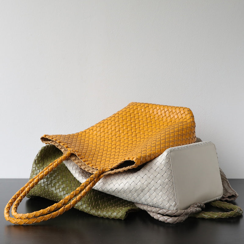 Top-grain leather bag |  Woven Tote | Brook