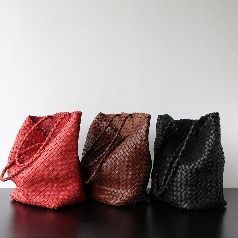 Top-grain leather bag |  Woven Tote | Brook